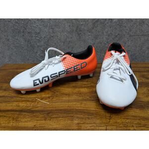 Puma EvoSPEED Soccer Cleats Shoes Kids Size 4.5C White Orange FG 103629-05
